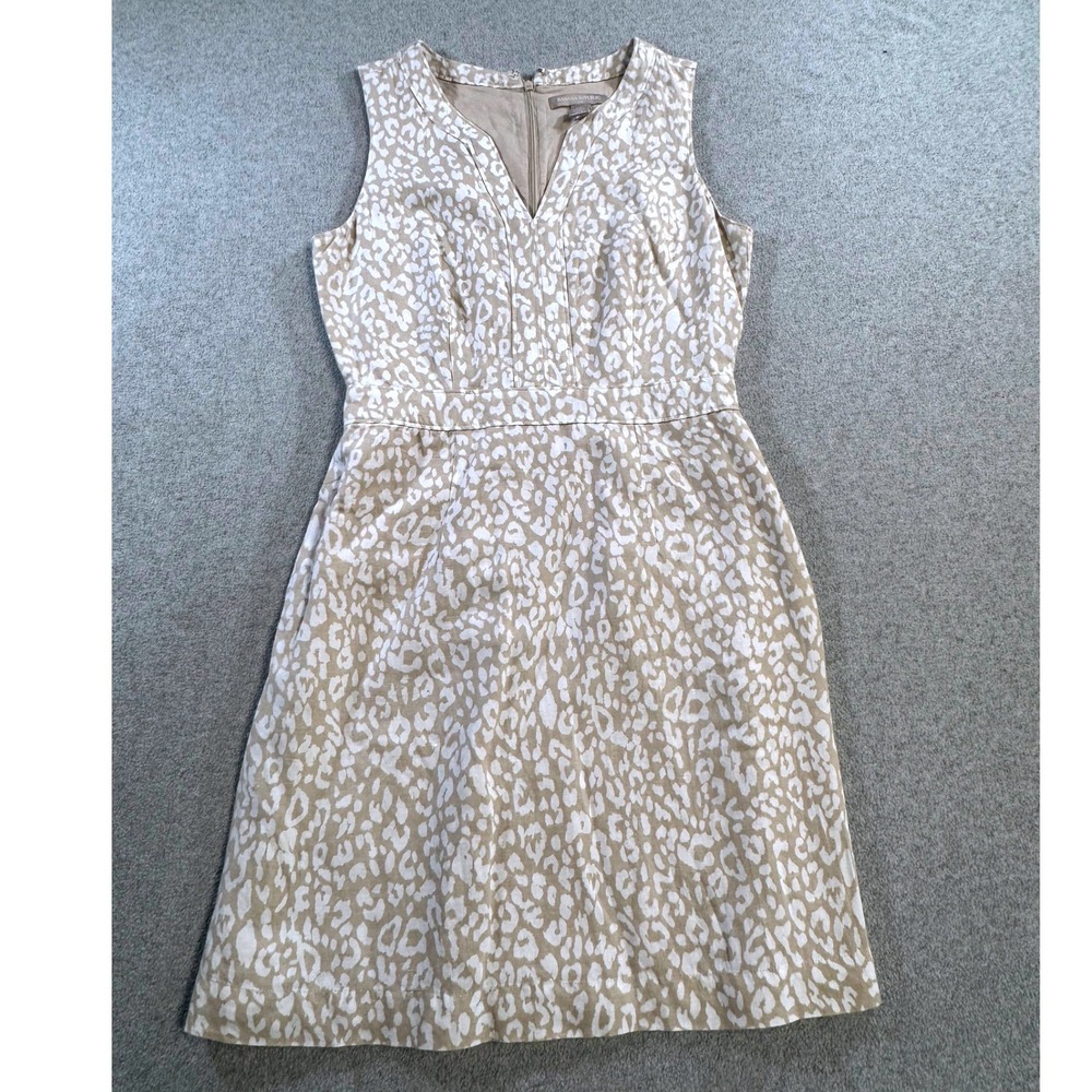 Banana Republic Womens Dress Sz 2 Beige Linen Blend Sleeveless A Line Work